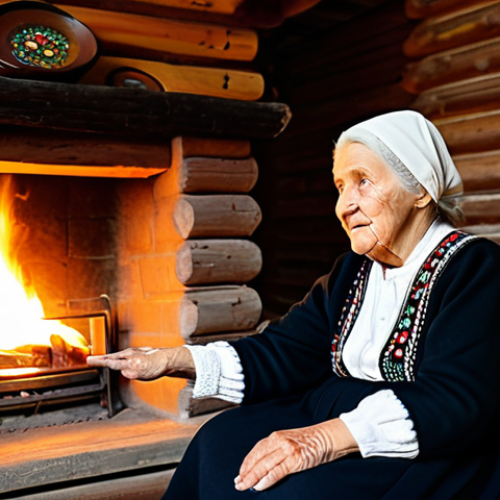 Home 22 **
"A wise, fully clothed elderly woman in traditional Lithuanian clothing, telling stories around a warm fireplace in a cozy wooden cabin, decorated with folk art. Safe for work, appropriate content, professional, modest, family-friendly, perfect anatomy, natural proportions, well-formed hands, proper finger count, natural pose, warm lighting, detailed background."
**