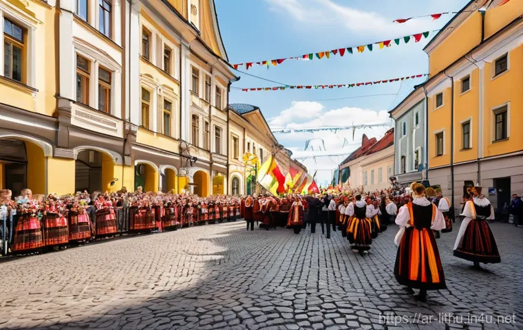 리투아니아 독립 기념일 행사 - **Prompt:** A powerful and inspiring scene depicting the historical resilience and unity of the Lith... 리투아니아 독립 기념일 행사 - **Prompt:** A powerful and inspiring scene depicting the historical resilience and unity of the Lith...